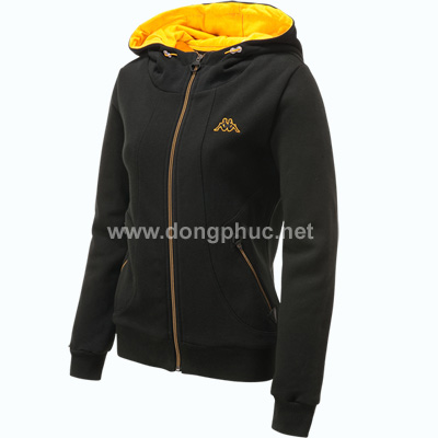 Áo khoác nỉ đen vàng | May Dong phuc