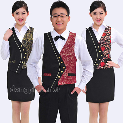 Áo gile phục vụ 2 | May Dong phuc