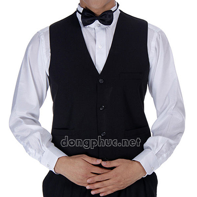 Áo gile phục vụ 3 | May Dong phuc