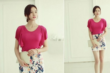 Nàng công sở nhẹ nhàng áo thun và chân váy | May Dong phuc