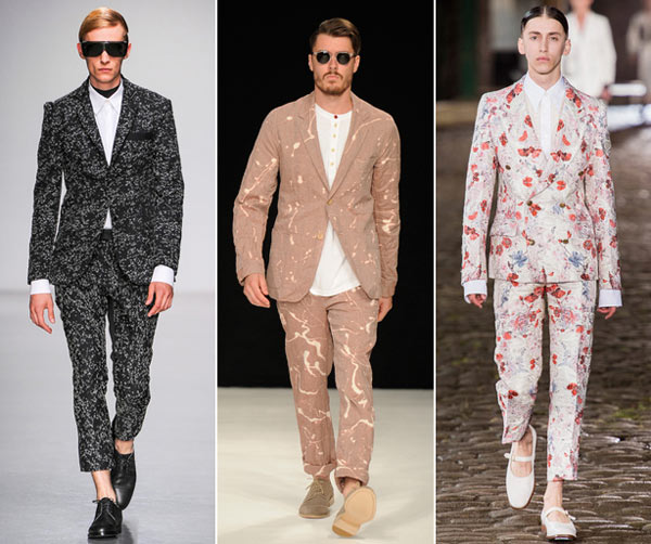 Weve seen patterned tailoring a-plenty before, but never with such a renegade spirit. Stripes and windowpanes? Theyll always be on standby. But the free-spirited Brits brought some wilder, abstracted motifs to the table. Are butterflies, television static, and bleach splatters the new Glen plaid? Maybe if youre Nick Wooster. From left: Agi & Sam, Oliver Spencer, Alexander McQueen.